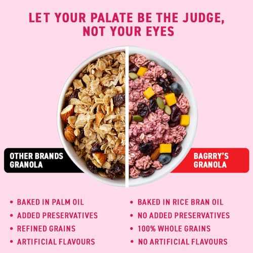 Image of Bagrry's Superfood Granola Exotic Fruits with Cranberries & Almonds 400g - 75% Fruits, Nuts, Seeds & Grains | 13 Nutrient-Packed Superfoods | 100% Plant-Based | High in Fibre & Protein | Healthy Breakfast Cereal | Multigrain Cereal | 100% Baked Granola | No Palm Oil