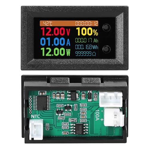 lvifloae 9in1 Multifunction Tester 1.14-inch IPS Color Display Measuring Instrument with Voltage Current Power Impedance Capacity Energy Temperature Running Time Electricity (100A)