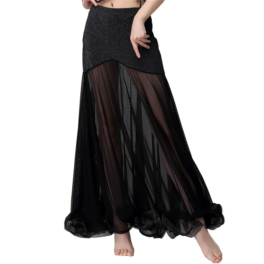 Jupes Amples et virevoltantes, Jupe Longue de Danse du Ventre for Femme en Rouge et Noir Plusieurs Tailles