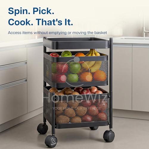 Image of HomeWiz Square Kitchen Rack 2- Layer | Lifetime Usage Heavy Duty Steel Trolley | Kitchen Storage | Onion Potato Rack For Kitchen | Multipurpose Storage Rack for Fruits & Vegetables | Rust-Free Forever