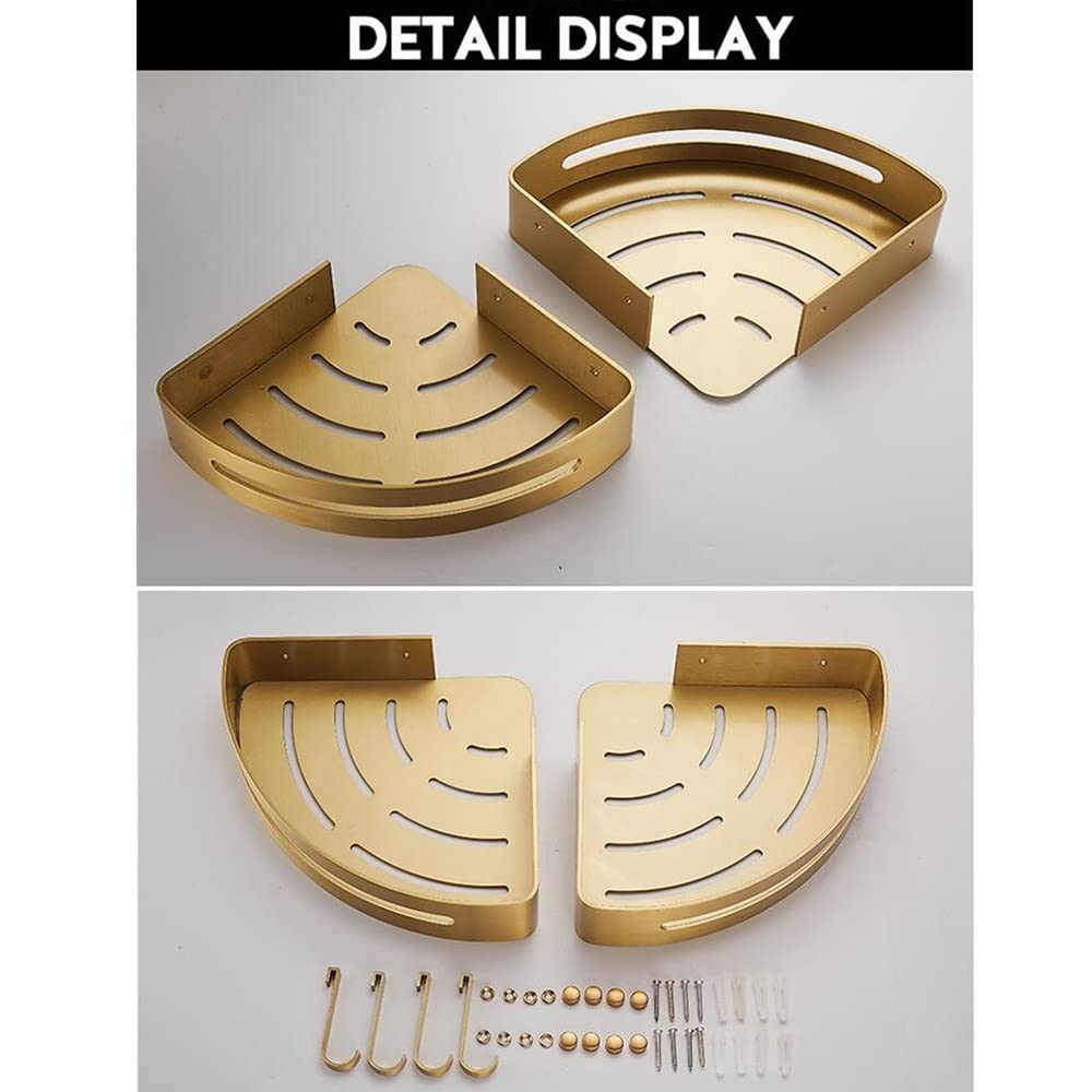 Estante de ducha esquinero montado en la pared, de aluminio cepillado, estante de drenaje para botellas de champú y condimentos, ahorra espacio para cocina y baño