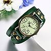 JewelryWe, orologio da polso per uomo e donna, cinturino in pelle da avvolgere al polso, stile casual retr¨°, orologio analogico al quarzo, quadrante vintage analogico verde, 3 colori #2