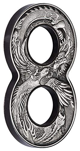 Power Coin Figure Eight Dragon and Phoenix Carpa 2 Oz Moneda Plata 2$ Australia 2020