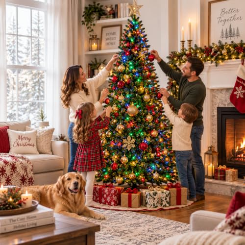 GarveeLife Hinged Artificial Prelit Christmas Tree 7.5ft, Dual-Color Lights - Image 2