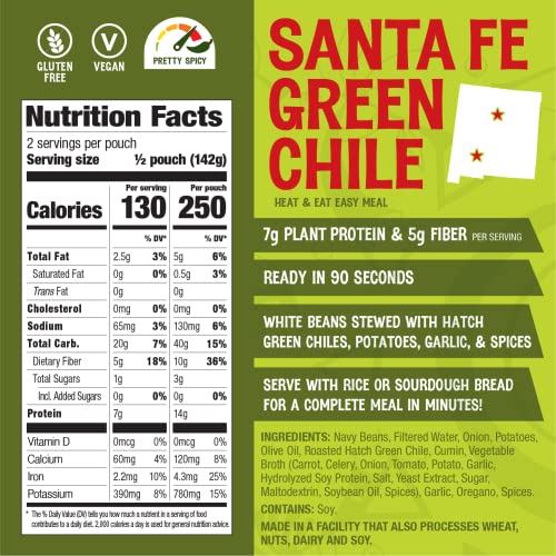 Image of The Good Bean Heat and Eat Pouch - Santa Fe Green Chile - (4 Pack) 10 oz Pouch - Stewed White Beans with Hatch Green Chiles - Pre-Cooked Beans with Good Source of Plant Protein and Fiber
