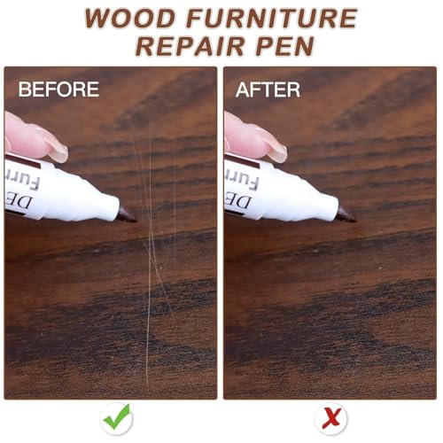 Image of KRySt Furniture Touch-Up Marker | Colour Wood Repair Markers for Scratch Removal on Wooden Furniture, Floor, Table, Cabinet & Door | Quick Dry Surface (Set Of 6)