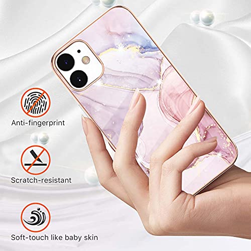 IMIRST Basic Case Compatiable with iPhone 12/12 Pro IMD Soft TPU Silicone Bumper Matte Marble Scratch-Resistant Slim Protective Phone Case Back Cover for Apple iPhone 12/12 Pro,YBI RoseGold - Image 2