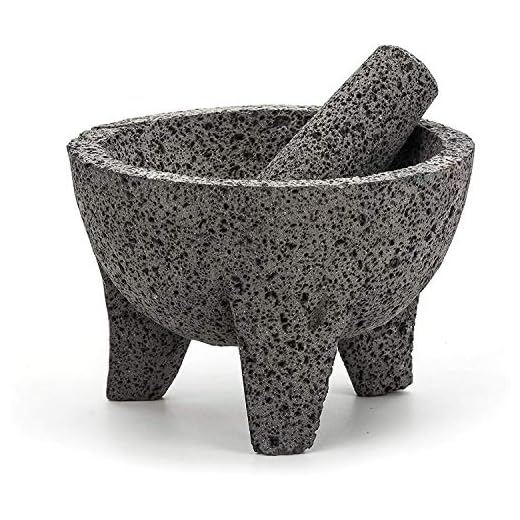 RSVP International Authentic Mexican Molcajete, 8.5" x 5", Natural Volcanic Stone