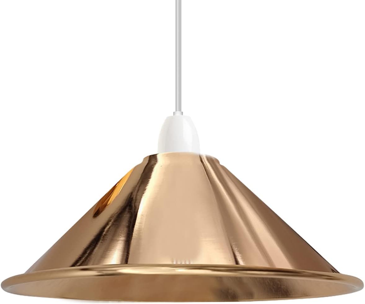 LEDSone Industrial Metal Lamp Shade 22cm Wide, 8cm Height,Vintage Cone Pendant Light Cover, Modern Retro Ceiling Lighting for Kitchen, Dining Room Easy Fit Light Shade