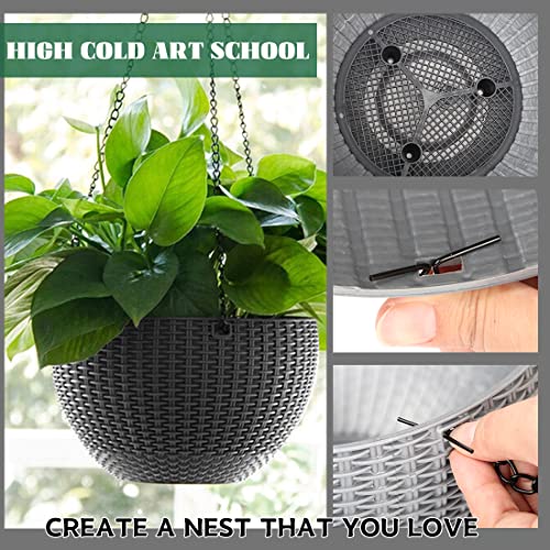 Blumenampel, 1 Stück Hängend Blumentopf Kunststoff Hängekörbe Hängende Pflanzgefäßen Hängepflanztöpfe mit Kette Abflusslochs für Innen Außen Pflanzen Blume Decken Balkone, Grau