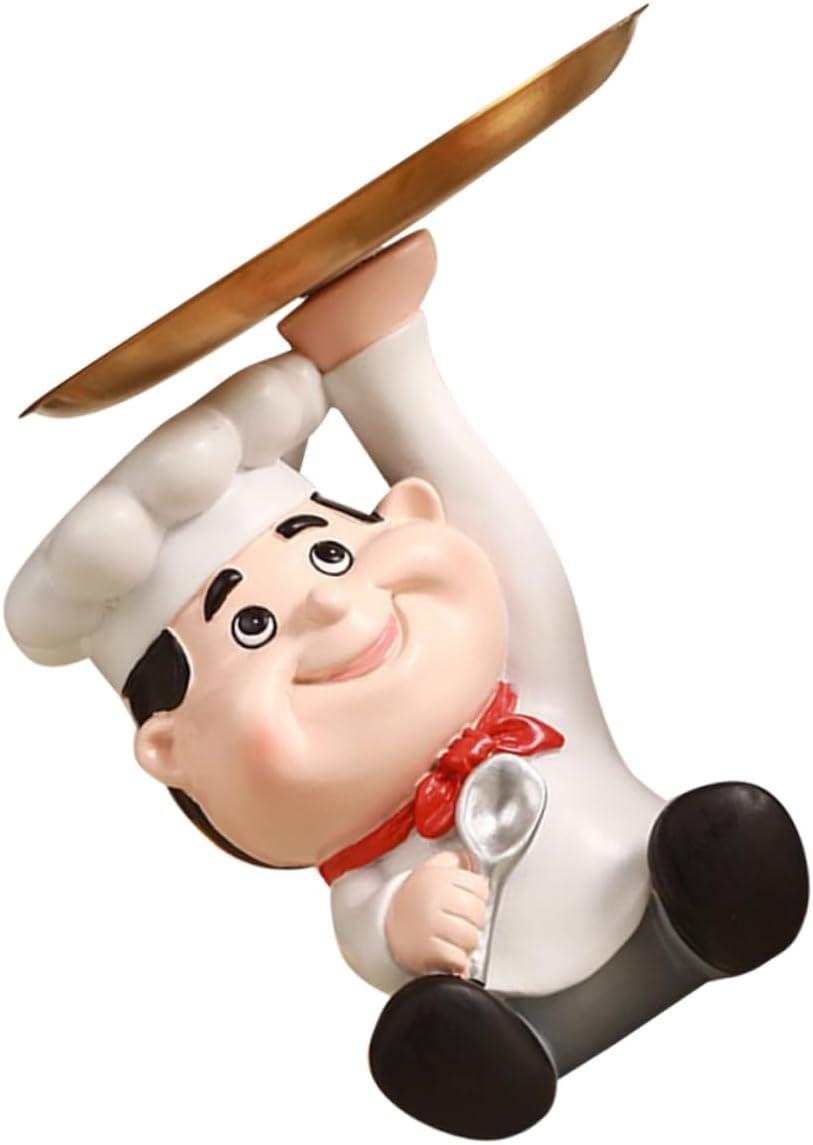 PRETYZOOM Storage Tray Chef Statue Design for Jewelry Dish Earrings Necklace Display