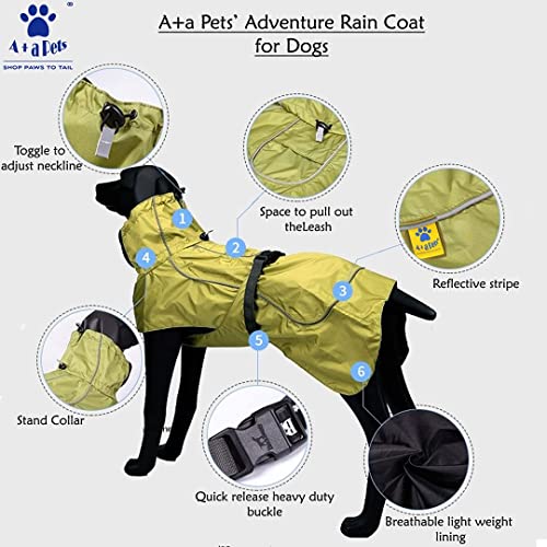 Image of A+a Pets' Adventure Raincoat for Dogs | Easy to Wear | Adjustable Neckline | Reflective Stripes | Breathable Light Weight (M)