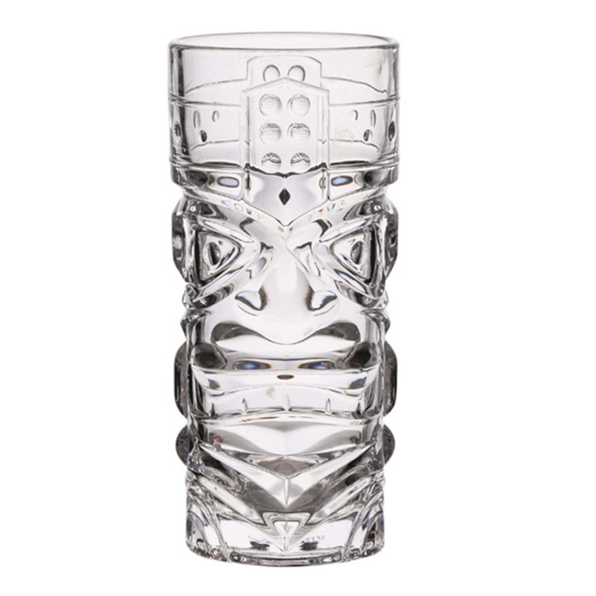 Vaso de whisky de vidrio tallado con base estable para coctelería transparente