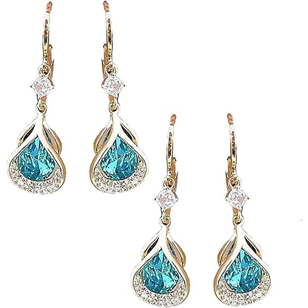 LNBLAKBXBD Lymphatic Earrings,Lymph Flow Magnetogen Earrings for Women, Lymph Flow Magnetogen Earrings,Acupuncture Earrings for Women Weight Loss (2 Pairs of Blue)