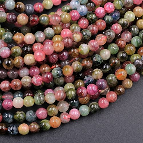 LKBEADSLKBEADS Unisex 8 Inch Multi Watermelon Tourmaline 6MM Round Shape Smooth Cut Stones for Jewellery Making, Beading & Craft Supplies (Multicolor) -08946