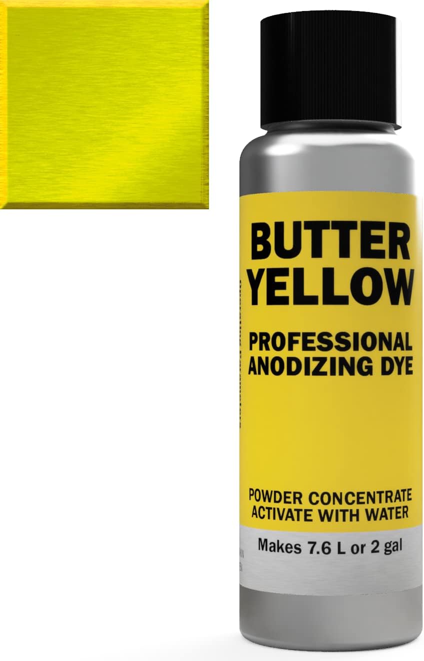 INTERACTIVIA Professional Aluminum Anodizing Dyes | Yellow 4A | Light to Rich Yellow | Powder Concentrate Makes 7.6 Liters or 2 Gallons