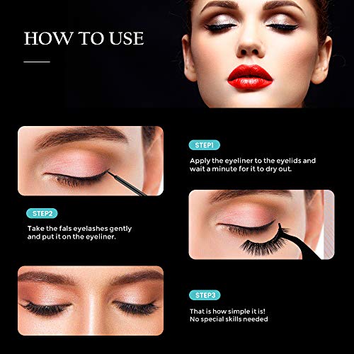 Magnetic Eyelashes, Magnetic Eyeliner and Lashes Kit with 2 Tubes Of Eyeliner, 3 Styles Magnetic Lashes, Reusable Silk False Magnetic Eyelashes, No Glue Needed, Easier To Use