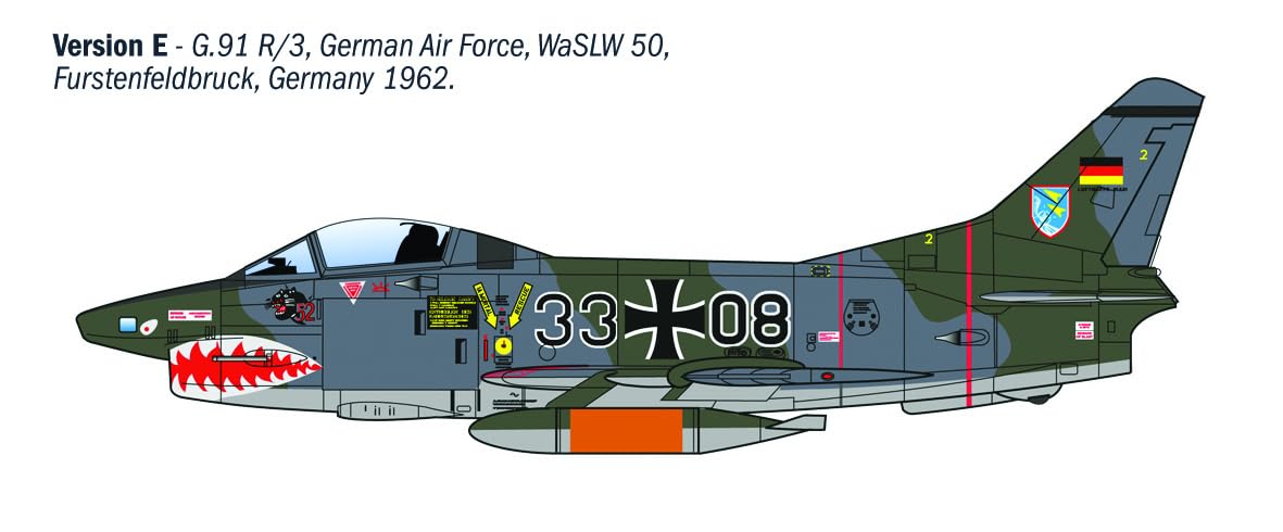 Italeri 92645 FIAT G.91 R, scala 1:48, Plastic Model Kit/Modello in plastica da montare