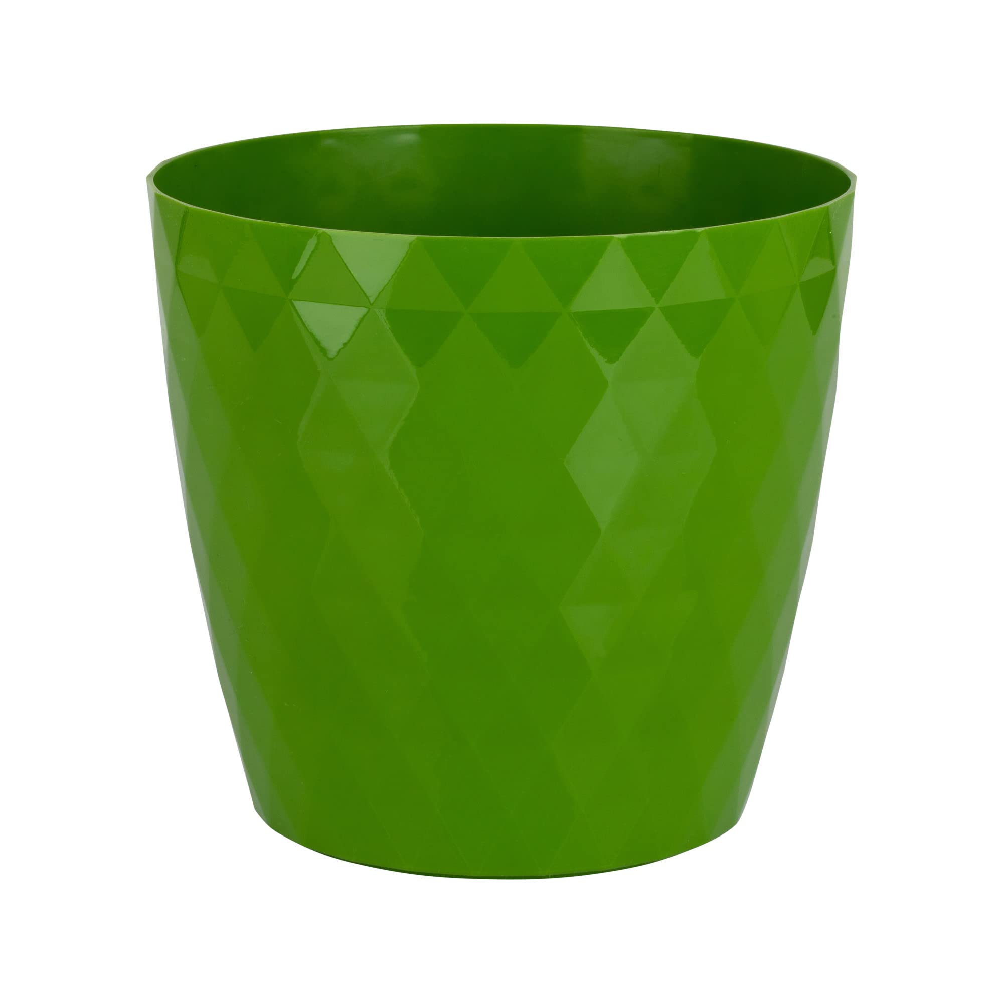 Home Garden Ornaments Green Crystal Plant Pots Indoor, Indoor Plant Pot - Decorative Plastic Flower Pots With Glossy Crystal Surface (Diameter: 12Cm, Colour: Green)