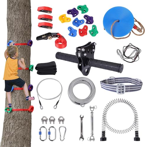 REISIO 200 FT Zipline for Backyard Kids and Adults, Adjustable