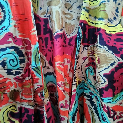 Abstract Print Beach cover up Orange Bell Sleeves 70's Retro Dress Sleepwear Ethnic Clothing Crop Top4