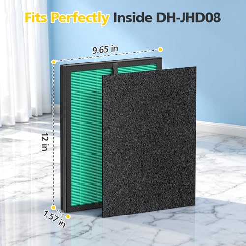 Image of 4 Pack DH-JHD08 Air Filter Replacement For VOOPNU, 5-in-1 Replacement Filter Compatible with VOOPNU DH-JHD08 Air Purifier, HEPA Washable Filter for Pollen, Pet Dander, Hair, Smell, Dust