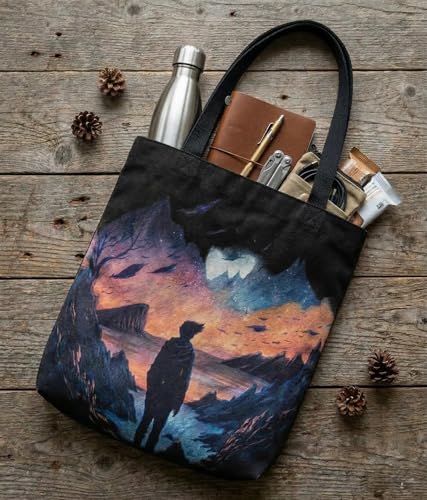 Image of Canvas Tote Bag with Zipper for Women| Inside Pocket | Cotton College Shoulder Bag | Stylish Travel Sling & Handbag for Daily Use | Cotton Canvas Fabric
