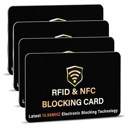 Image of SaiTech IT 4 Pack RFID Blocking Card, One Card Protects Entire Wallet Purse, NFC Contactless Bank Debit Credit Card Protector ID ATM Guard Card Blocker - (Black)