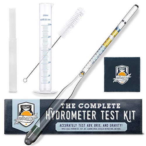 Fermentaholics Triple Scale Hydrometer Test Kit | Hydrometer Test Jar Kit | Make Wine, Beer, Mead, Cider, and More | Measure ABV, Brix, and Specific Gravity (Hydrometer Test Kit - Plastic Test Jar)