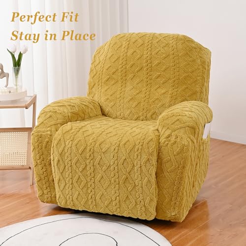Image of JOKIVTOU Recliner Chair Covers 4-Pieces Reclining Chair Slipcovers with Pocket& Elastic Bottom, Soft Feel Fitted Lazy Boy Sofa Couch Cover Washable, Stretch Recliner Furniture Protector