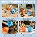 Dreamon Beach Toys, 2 Packs Travel Sand Toys for Kids Ages 4-8 | 10 PCS Sandcastle Building Kit with Collapsible Bucket, Mesh Bag, Sand Sifter, Shovel & Rake, Beach Essentials for Kids