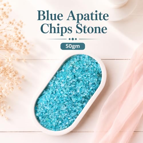 Image of Natural Blue Apatite Crystal Chips 50 GM | Decorative Gemstone Chips for Vastu, Home Decor, Meditation Space, Jewelry Making, Resin Art & Crafts