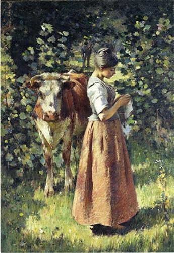 Peinture sur toile le vacher Theodore Robinson pour ambiance nordique chambre