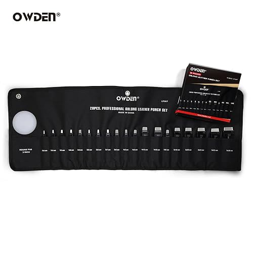 Miniatura 7 de Juego profesional de 20 piezas de punzón oblongo, juego de punzones ovalados de cuero, herramientas de trabajo de cuero, 19 tamaños con una