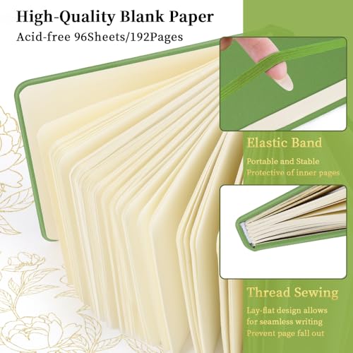 Image of 5x5 Pocket Sketch Book,80gsm Hardcover Art Sketchbook for Drawing Journal | PU Cover,Blank Paper,96Sheets /192Pages,Lay-Flat,Portable Travel Creation Paint Diary Memo Planner,Dry Media.Green