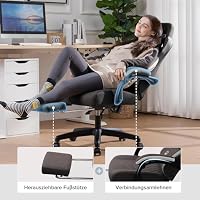 GTPLAYER Gaming Stuhl Ergonomischer Gaming Sessel Schreibtischstuhl mit Stoffoberfläche, Federsitzkissen, Verbindungsarmlehnen und Fußstütze 150KG, Braun – Ansicht 7