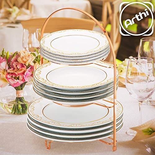 Arthi, 762240, Suporte Porta Pratos Organizador 3 Níveis Rose Gold Bancada, cor Rosé Gold, Aço