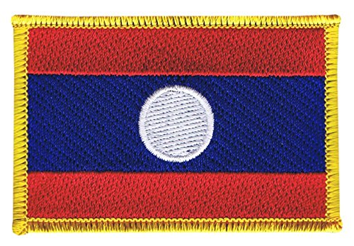 Flaggenfritze Flaggen Aufnäher Laos Fahne Patch + gratis Aufkleber