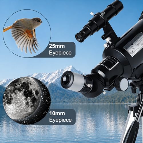 Image of Koolpte 70mm 500mm Telescope for Kids & Beginners, AZ Mount Moon Viewing | 70mm 500mm telescope for kids and beginners; fully multi-coated optics, easy moon viewing kit with phone adapter and remote.