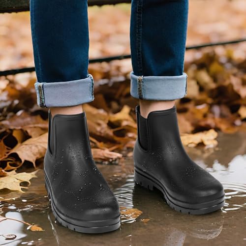 Short Rain Boots for Women Waterproof Ankle Womens Rubber Garden Rainboots for Mud Barn Gardening Yard Farm Work4