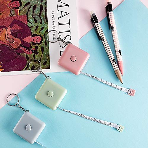 6 Pieces Soft Retractable Measuring Tape Mini Push Button Tape Tailor Sewing Craft Tape Multi-Colour Measuring Tape 60 Inch Candy Colors Portable Soft Tape Pink Green Blue 150 Cm With Keyring #TOP2