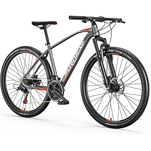 EUROBIKE Mountain Bike 29 inch Mens XL Frame Unisex 19 inch Frame for Adult Men and Women Disc Brakes (Gray Orange)