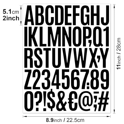 wavamawa 1000 Pcs 2 Inch Waterproof Letter Stickers - Self-Adhesive Vinyl Includes 20 Sheets of Alphabet, Numbers & Symbols for Mailbox, Door, Window, Address, Business Signs, Vehicles & More (Black)