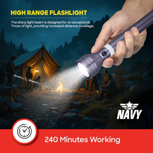 Image of Sanford LED Search Light, 520 Lumens CREE LED, 2800m Range, 5000mAh Rechargeable Battery, Waterproof Torch, Navy