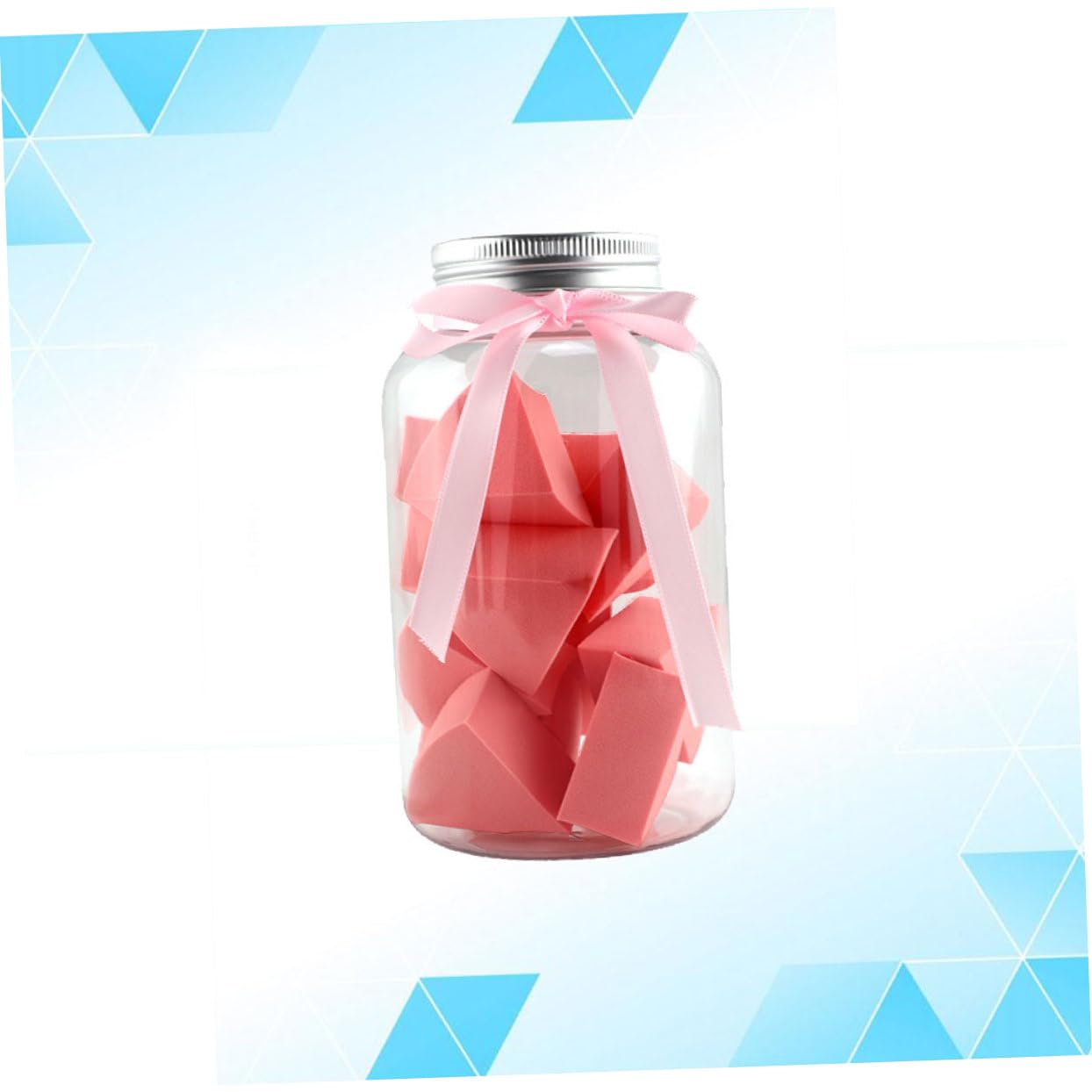 FRCOLOR 3pezzi Spugnetta Triangolare Per Fondotinta Puff Cosmetico Per Applicazione Di Polveri Confezione Per Uso Professionale e Domestico Colore Rosa Con Nastro