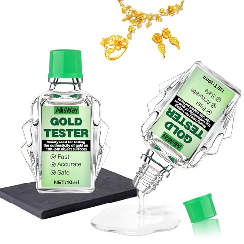 AllisWay Testeur Or, Test Or, Kit Testeur Or Inclure Pierre de Touche, Testeur D'orpour Tester l'or 999,10-24 Carats, Détection Rapide et Précise, 2pcs*10ml