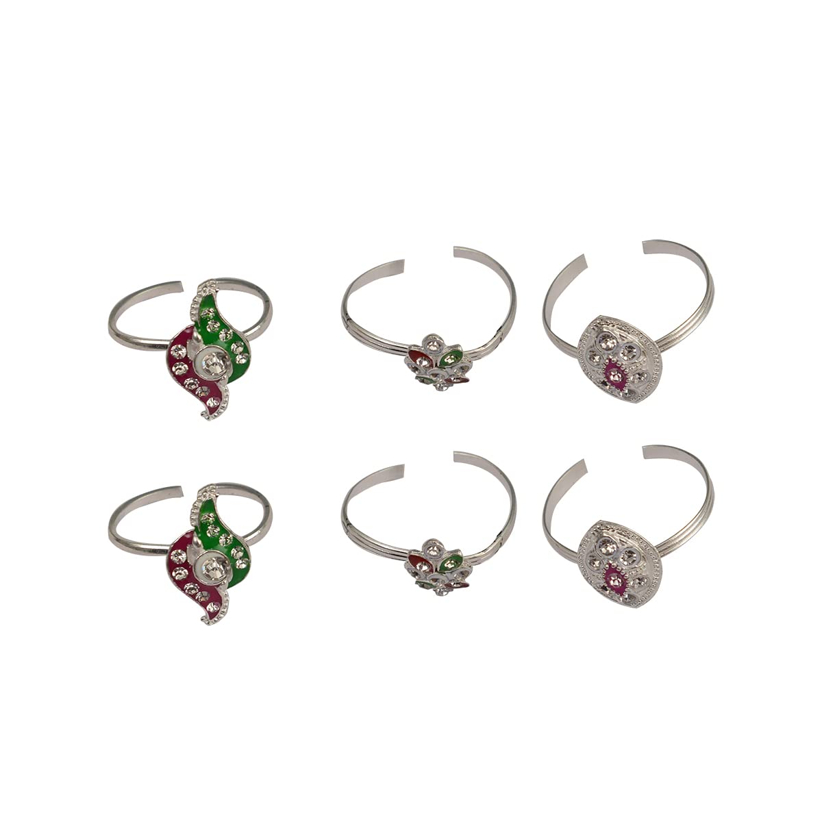 Set of 3 Pairs Toe Rings - Traditional Style