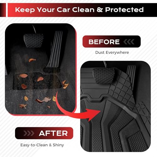 Image of Coverado Car Floor Mats for Cars, Waterproof Car Mats All Weather Truck Floor Mats for SUV, Automotive Heavy Duty Floor Mat Full Set Universal Trim to Fit Car Mats for Cars SUV Truck (4 Pcs,Black)