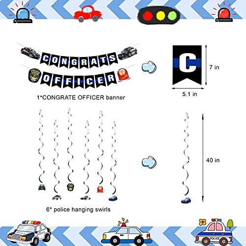Jopary Police Themed Party Decorations Set， Police Banners， Hanging Swirls，Police Car Foil Balloons ，Latex Balloons For Kids Boys Police Themed Party,Police Retirement Party #TOP3