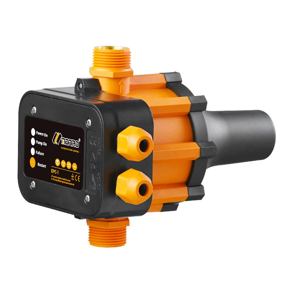 Domary Controlador Automático de Presión de Bomba Agua 10A 220V~240V Rosca G1 Ajustable 1.2bar-3.0bar con Indicador LED Nivel IP65 para Protección contra Fugas Bombas Domésticas